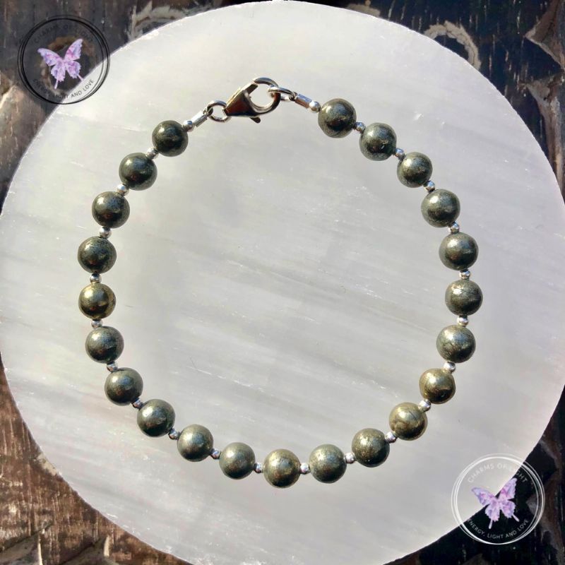 Pyrite & Silver Bead Bracelet